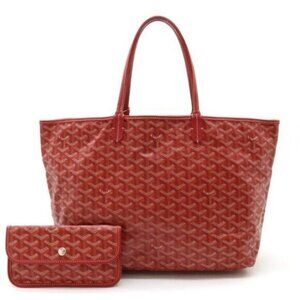 RARE Authentic Goyard Goyardine Saint Louis PM Red Shoulder Tote Bag & Pouch